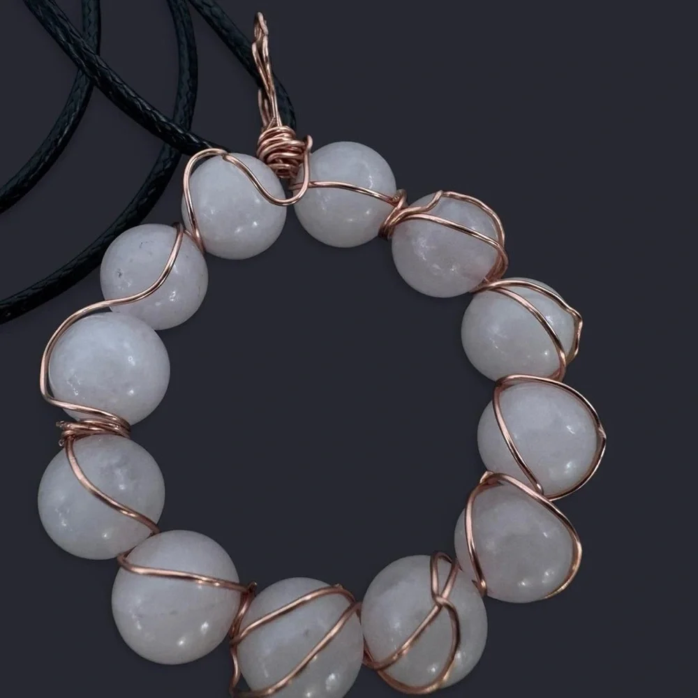 Rose Quartz Wire Wrapped Pendant Necklace